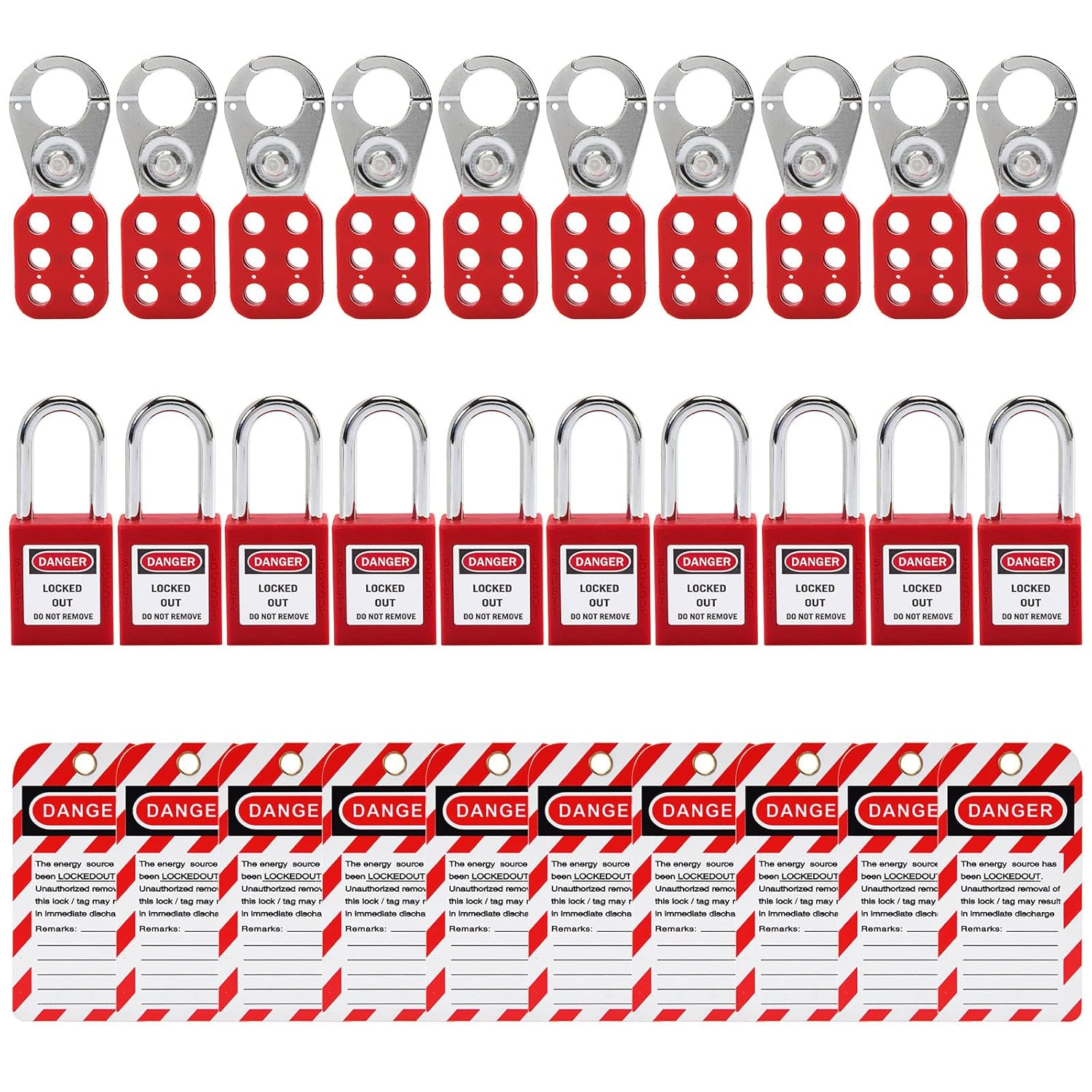 Lockout Tagout Locks Kit,10 Loto Locks,10 Lockout Tags,10 Loto Hasps,Osha Compli