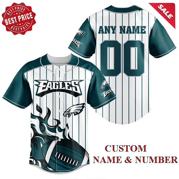 Philadelphia Eagles NFL Personalized Name Baseball Jersey Shirt For Fans
