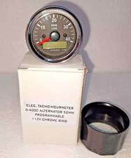 Tachometerhourmeter 0-4000 Rpm Alternator Signal Gauge Black Bezel 12v
