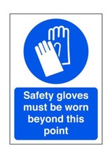 Safety gloves must be worn beyond this point - safety sign - for indoor/outdoor