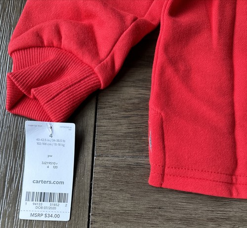 Carter's Toddler Boy Red Quarter-Zip Pullover Sweatshirt SZ 4 Holiday Outerwear - Picture 11 of 11