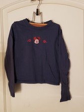 Vtg Disney Girls 6X Long Sleeve T Shirt Embroidered Minnie Mouse Charcoal Grey