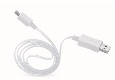 Visible LED Light Up Flat Micro USB Cable - White