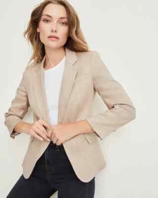 NWT $748 VERONICA BEARD Cutaway Dickey Jacket 8 Heathered Sand