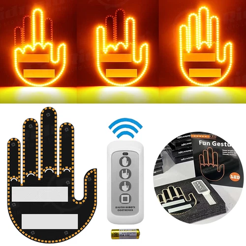 Car Finger Light with Remote Road Rage Signs LED Car Back Window Sign Gesture - Picture 4 of 23