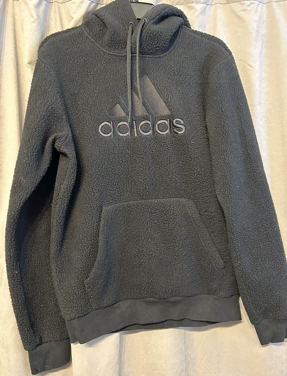 Adidas Men's Athletic Sherpa Winter Hoodie, Black, Small