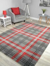 Modern Soft Tartan Checked Design Pattern Rugs Long Runners Small Extra Large UK