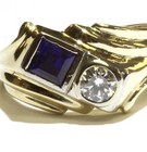 14k yellow gold .56ct VS1 I diamond mens emerald sapphire ring 11.2g gents 12.5 — photo 2