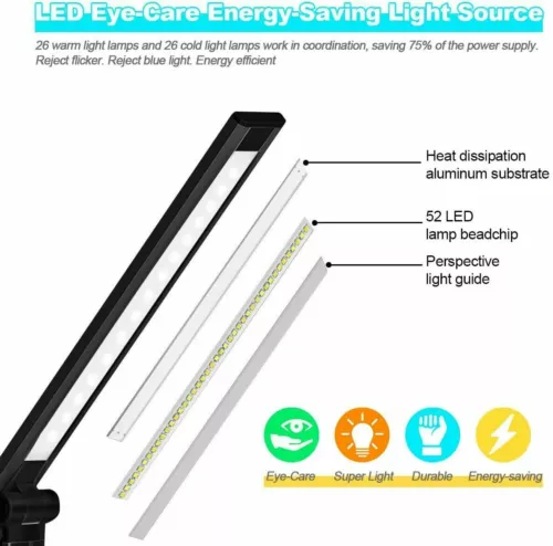 5 Level Dimmable Touch LED Table Lamp Bedside Study Reading Desk Light USB Cable - Picture 7 of 12