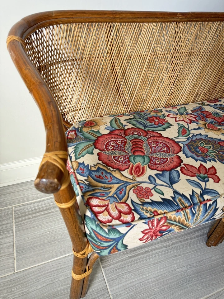 John McGuire винтажный ротанговый двухместный диван середины века - Изображение 3 из 4