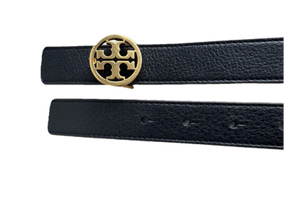Tory Burch Miller Reversible Belt Black Brown Leather Gold Buckle XS