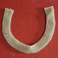 Pearl Beaded Collar Necklace Vintage Faux Ivory on Satin Made For SEGAL'S REG'D