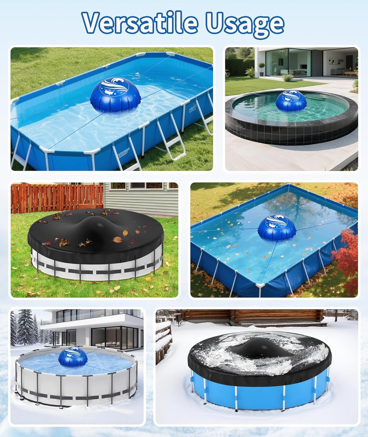 5 Ft Pool Pillows for above Ground Pools,  Heavy Duty Air Pillows Float for Clos