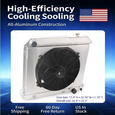 Direct Fit 3 Row Radiator w/Shroud Fan For 63-66 Chevy C/K & 61-66 Pontiac V8
