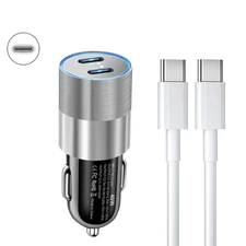 PD 40W Dual USB-C Fast Car Charger Type C Cable For iPhone 15Plus 16e 17 Pro Max