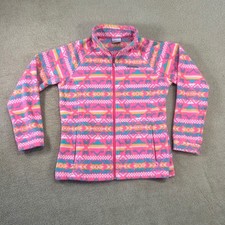 Columbia Fleece Jacket Pink Aztec Print Zip Up Kids XL 18 20