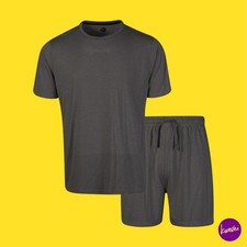 LIGHT SHADE Men's Pyjama Set, Crew Neck T-Shirt Shorts, Charcoal, UK XXL