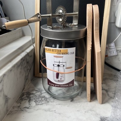Handkurbel Butterrührbesen Mixer selbstgemacht Holzgriff selbstgemacht