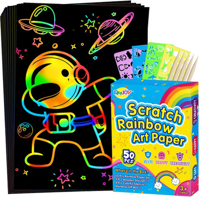 60PCS Rainbow Scratch Art Paper for Kids Ages 4-9 Crafts Toys Gifts