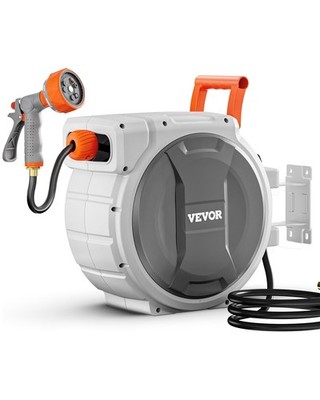 VEVOR Retractable Garden Hose Reel, 5/8 Inch x 100 ft in x 100 ft, White