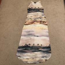 Karen Kane Desert Palm Tree Maxi Dress Women's Size Medium Tropical Beach