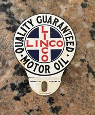 Scarce 1930’s LINCO Motor Oil Plate Topper Grammes Allentown, PA Original