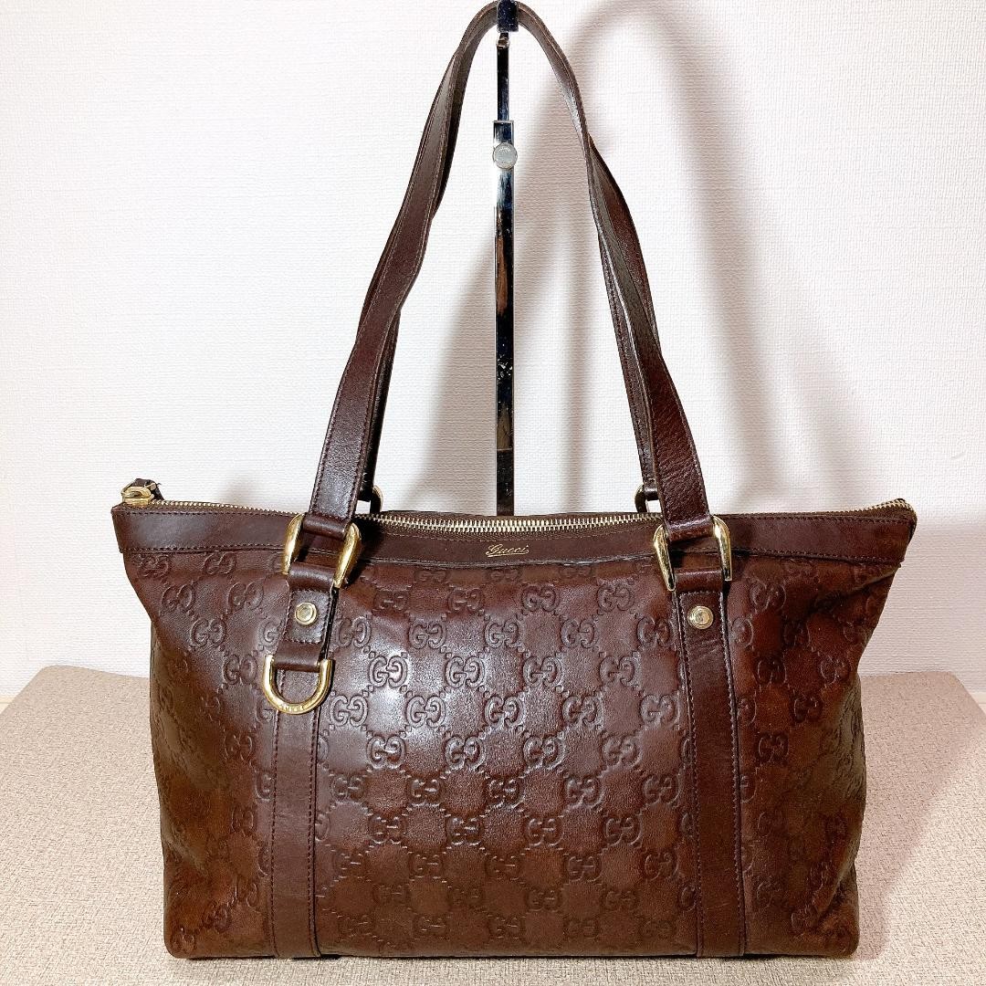 GUCCI Abby Leather Shoulder Bag Tote Brown Size 22cm x 31cm x 12cm VIN thumbnail 2