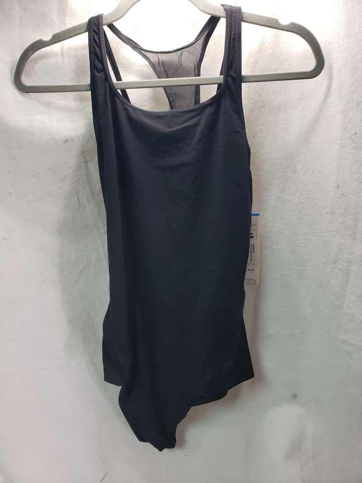 Traje de baño deportivo de una pieza ARENA para mujer con panel de malla Power Back, negro, 36 Foto 2 de 4