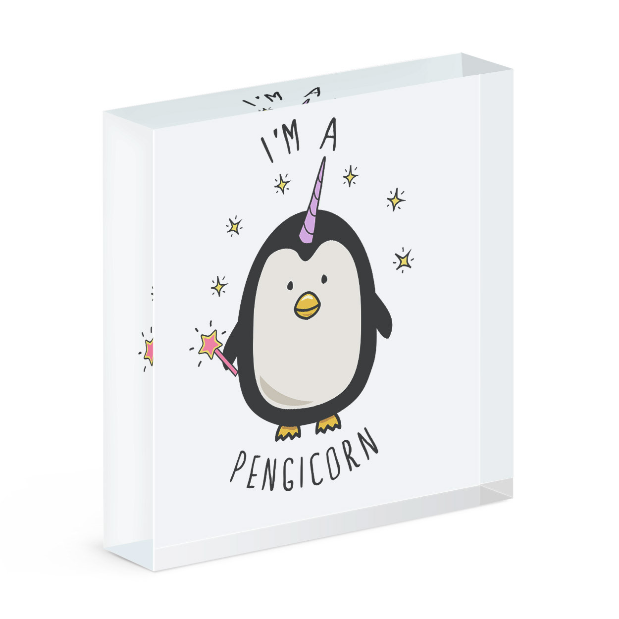 I'm A Pengicorn Acrylic Photo Block Frame Funny Penguin Unicorn