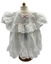 Vintage Allison Ann Baby Girls 80s 90s Party Dress 6 Months White Ruffle EUC