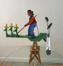 Great Folk Art Carved and Painted Indian Navajo Corn Farmer Whirligig
