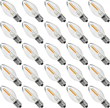 25PACK LED Night Light Bulbs, C7 Candelabra LED Light Bulbs, E12 Chandelier Base