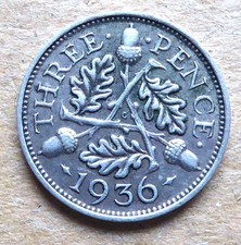1936 Silver Three pence.