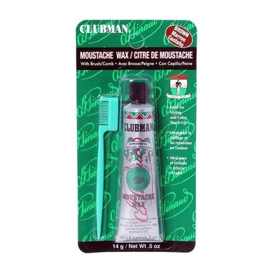 Clubman Moustache Wax with Brush Brown 0.5 Oz
