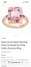 Suzy LeVian Princess Cut Pink CZ Sterling Sil...