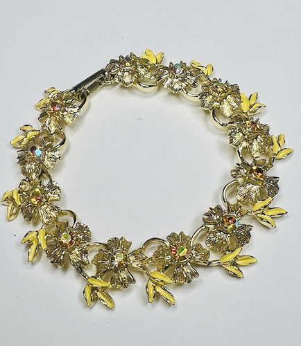 Bracelet Vintage Perles Cristal Boréalis - Attache Couleur Argent - Occasion - Modèle Unique /149