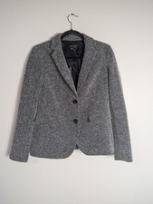 Talbots Black Chevron Tweed One Button Blazer Size Small S