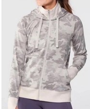 Athleta Triumph Printed Hoodie Gray Camo Full Zip Jacket Women s Small