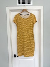 Boden Block Print Floral 100% Cotton Midi Dress 10/M Pockets