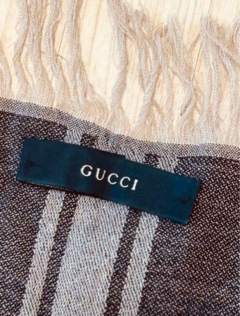 Auth GUCCI Reversible GG Pattern Large Stole Wool… - image 23