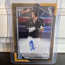 Rikuu Nishida Auto RC 2024 Topps Bowman Chrome Gold Refractor /50 White Sox