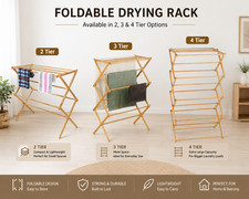 Bamboo 2,3,4 Tier Vintage Traditional Wooden Folding Clothes Airer Horse