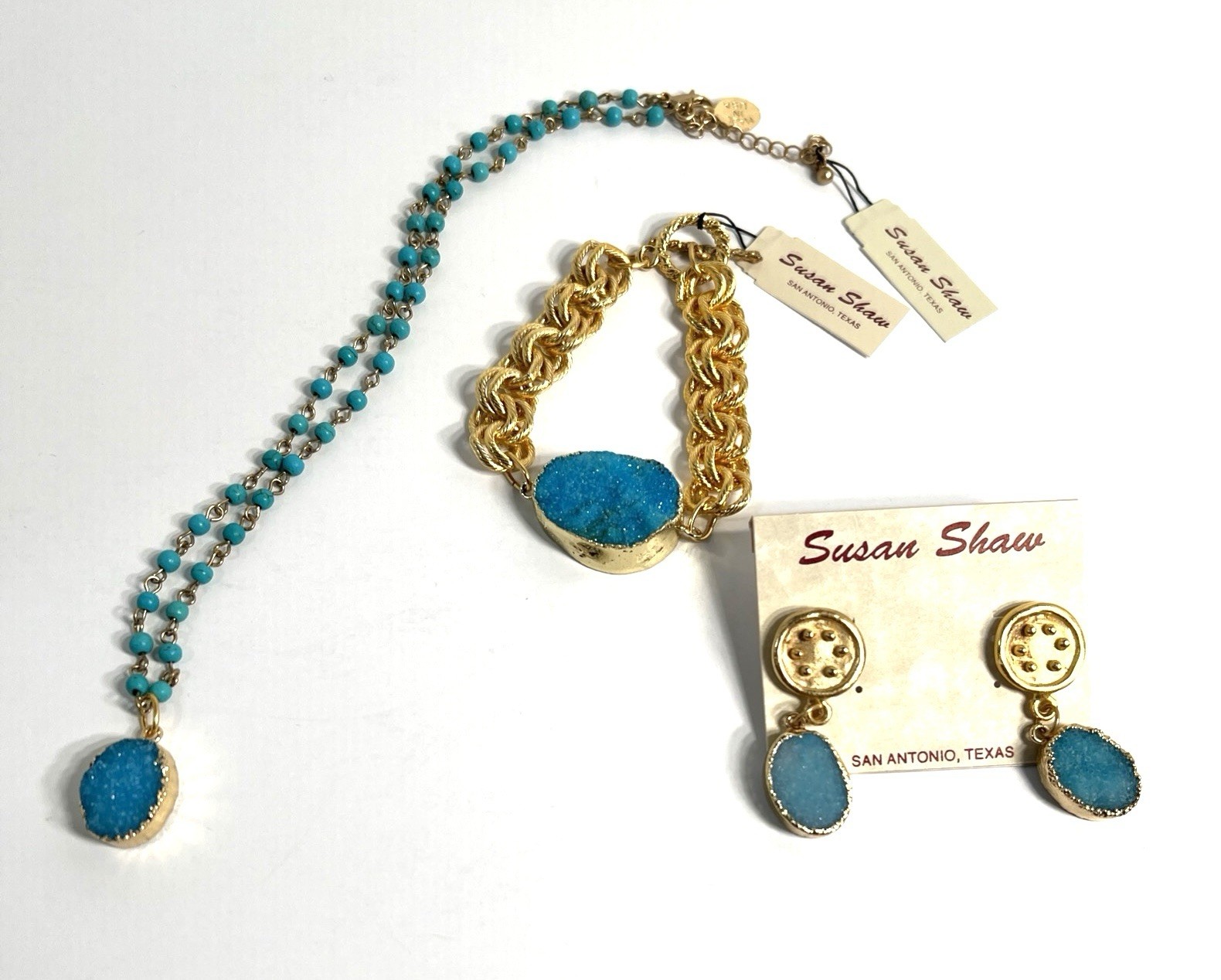 Susan Shaw 24K Gold Plated Turquoise Stone Beaded Piece