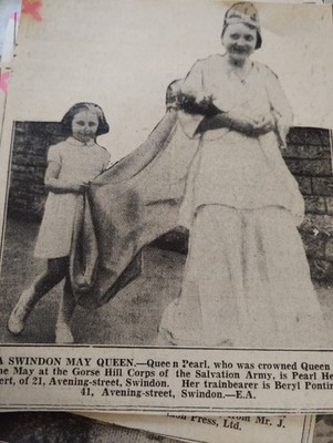 Sk263 Ephemera 1936 Picture Swindon May Queen Pearl Herbert Beryl Ponting