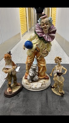 Extravagant Capodimonte Hand Painted Vintage Clown Statue and Pucci Arnart