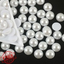 50pcs 22mm Flatback Pearls White Half Round Crafting
