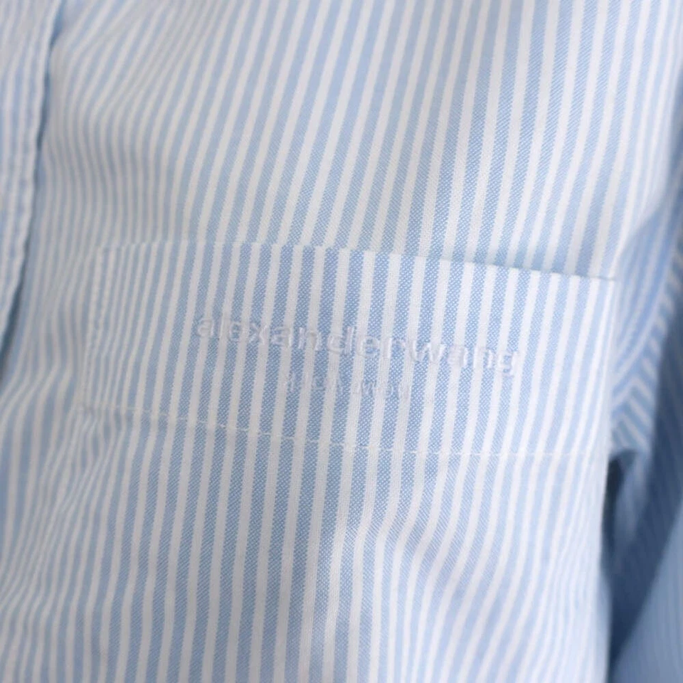 Romper curto listrado azul algodão tamanho 2 Alexander Wang prestilizado botão para baixo NOVO - Imagem 4 de 4