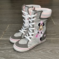 Disney Minnie Mouse High Top Sneaker Shoes Toddler Girls 9 Pink Gray Zip Up Cute