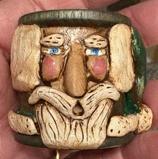 Vintage JP Coats Thread Spool Santa Claus Folk Art Clay ? Figural Christmas