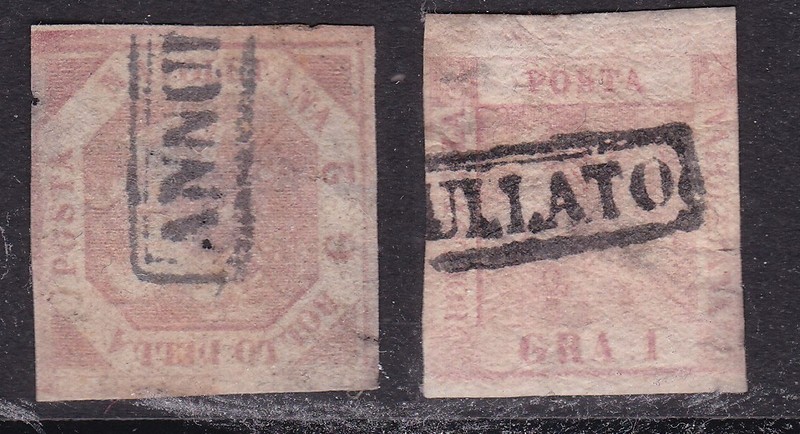 TWO  SICILIES  ^^^^   1858  x2  used   IMPERF   CLASSICS  $620.00@x dco 3718sic.